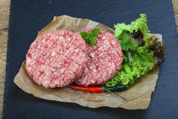 Raw burger cutlet