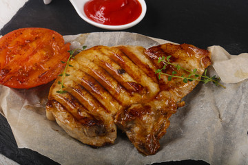 Grilled pork steak