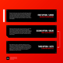 Modern corporate graphic design template with black elements on red background. Useful for advertising, marketing and web design.