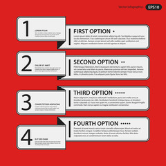 Corporate design template on red background. Black and white colors. Useful for advertising, presentations and web design.