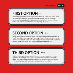Corporate design template on red background. Black and white colors. Useful for advertising, presentations and web design.