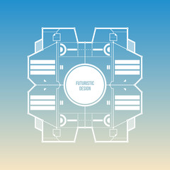 Futuristic space design levitating on gradient background. Useful for covers, prints and advertising.