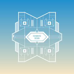 Futuristic space design levitating on gradient background. Useful for covers, prints and advertising.