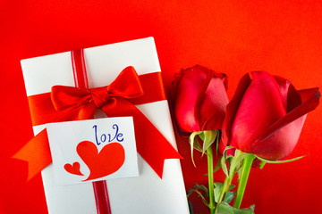Red rose with message card Image of Valentines day