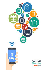 Fototapeta premium Concept design, mobile Online shopping, Vector EPS 10