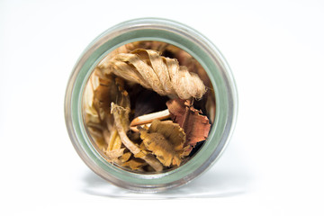 dry flower with isolate  in glass bottle