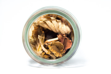 dry flower with isolate  in glass bottle