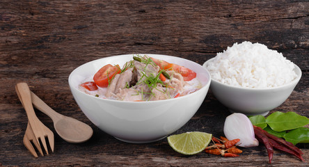 Thai style coconut milk soup with chicken, (Tom Kha Gai )