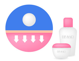 collagen apply on skin and bottle pack vector
