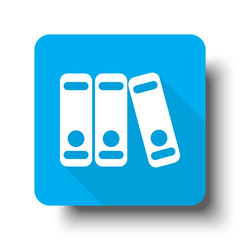 White Binders icon on blue web button