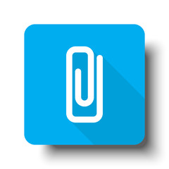 White Paper Clip icon on blue web button