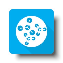 White Molecules icon on blue web button