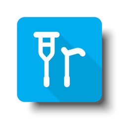 White Crutch Cane icon on blue web button