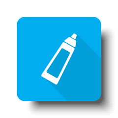 White Baby Bottle icon on blue web button