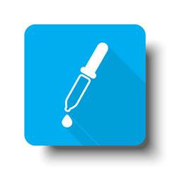 White Pipette icon on blue web button