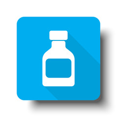 White Medicine Bottle icon on blue web button