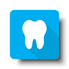 White Tooth icon on blue web button