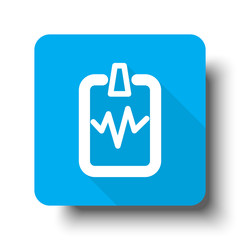 White Cardiogram Clipboard icon on blue web button