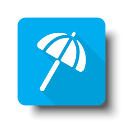 White Parasol icon on blue web button