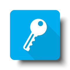 White Key icon on blue web button