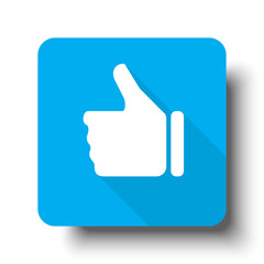 White Thumb Up icon on blue web button