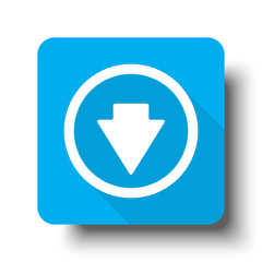 White Arrow Down icon on blue web button