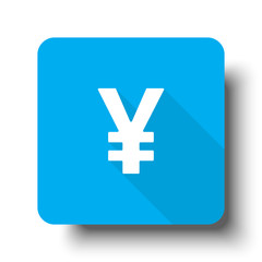 Fototapeta premium White Yen icon on blue web button