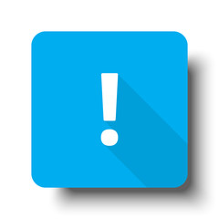 White Exclamation Mark icon on blue web button