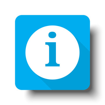 White Information icon on blue web button