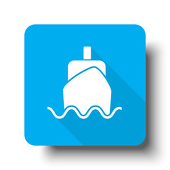 White Boat icon on blue web button