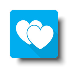 White Love Sign icon on blue web button