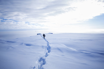Man walking in snow