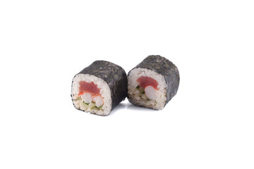 sushi rolls on a white background