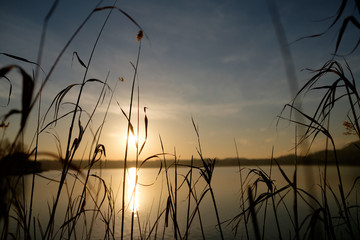 Fototapeta premium Sunset at Annone Lake