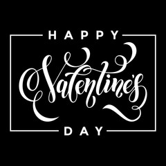 Happy Valentine day black calligraphy greeting card