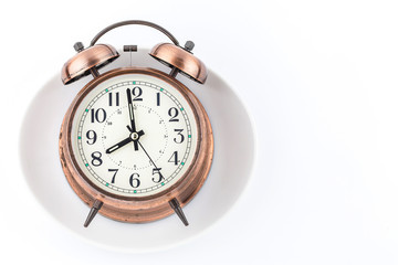 vintage alarm clock  on white background