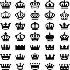 Crown icon collection - silhouette illustration