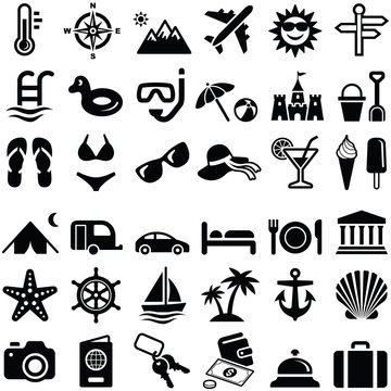 Travel and vacation icon collection -  silhouette illustration