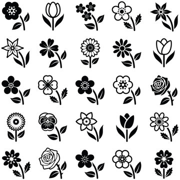 Flower icon collection - illustration 