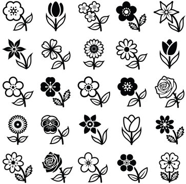 Flower icon collection - illustration