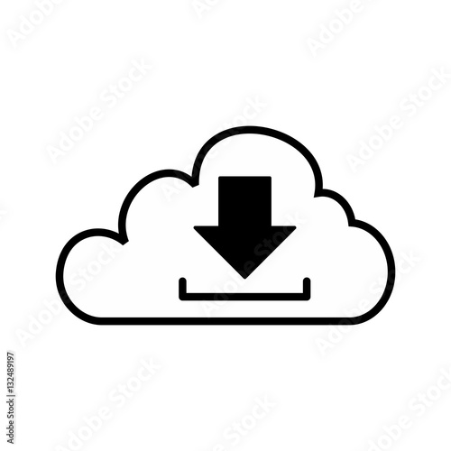 "Download cloud symbol isolated on white background" Stock image and