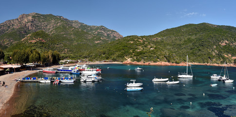 Girolata Anchorage seen from the hamlet