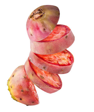 Prickly pears, opuntia, indian fig isolated on white background