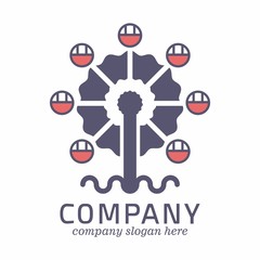 Ferris Wheel logo icon vector Template