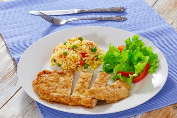Southern Fried Pork Chops cut in pieces