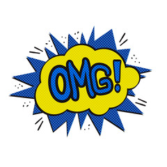 Pop art OMG logo. Retro style poster. Vector pop art illustration Oh My God. Comic style logo. Pop art comics icon 