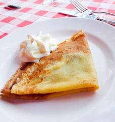 Homemade french crepe on the table