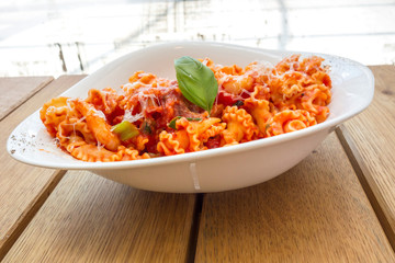 tasty pasta-Italian meat sauce pasta on the table