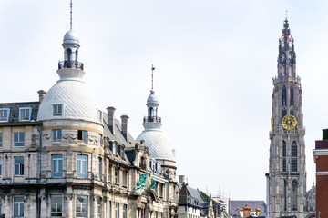 Beautiful street view of  Old town in Antwerp, Belgium