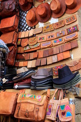 Diplay of Hats and Leather Purses